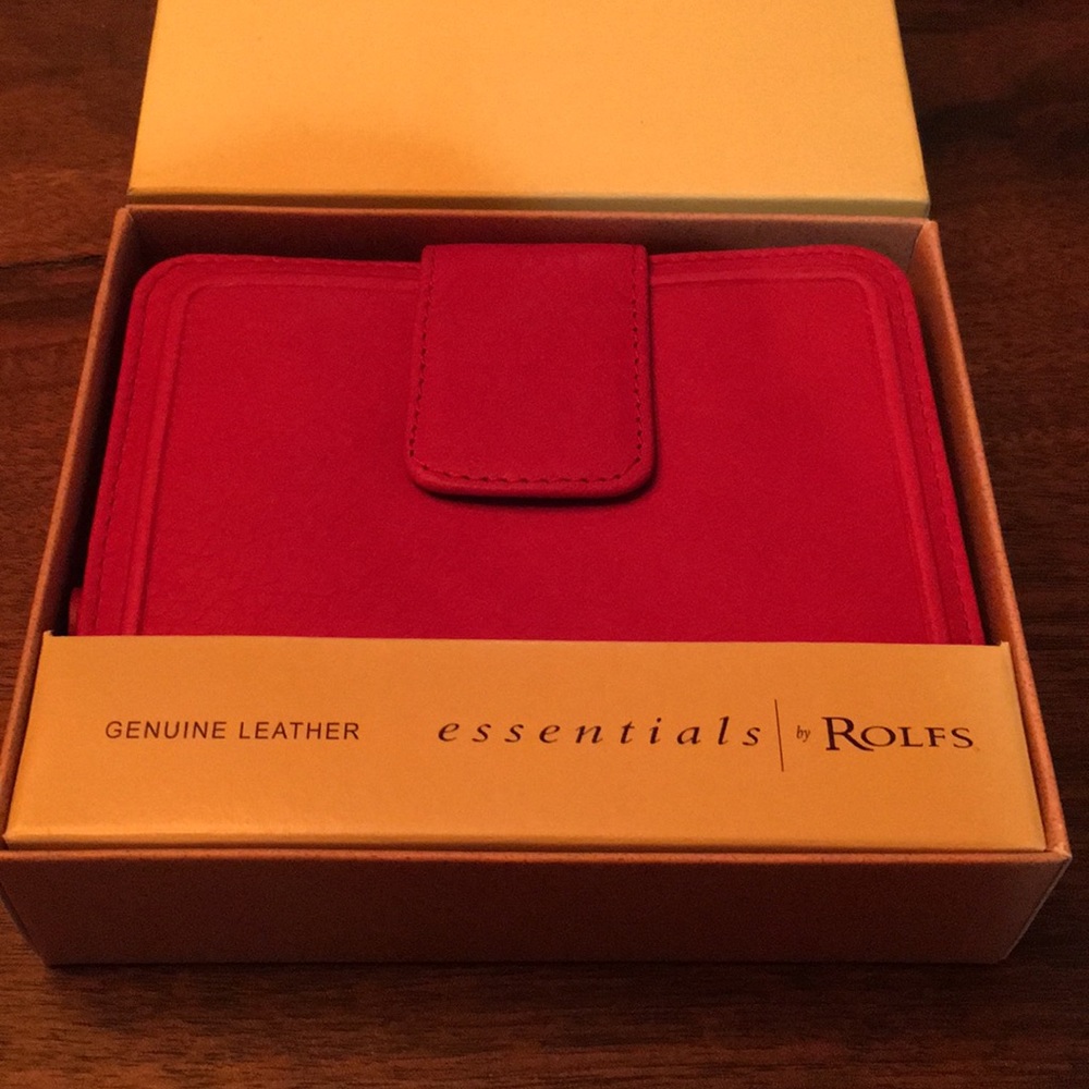 Brand NIB Vintage Rolfs Red Leather Large Wallet